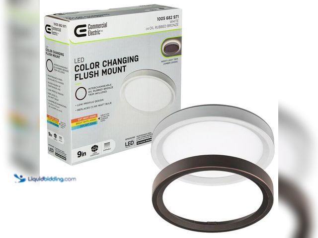Lot 49-2024468 - Commercial Electric 9 in. White, Oil Rubbed Bronze Trims 800 Lumens LED Flush Mount Ceiling Light Fi...