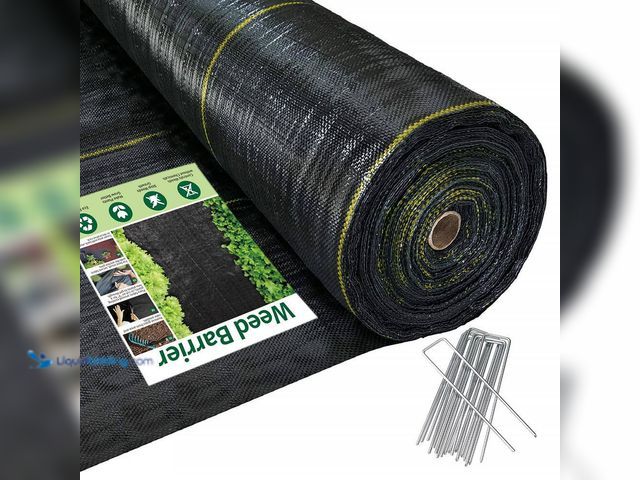 Lot 49-5449198 - 4 ft. x 300 ft. Fabric Weed Barrier Landscape with U-Shaped Securing Pegs, Heavy-Duty Block Gardenin...