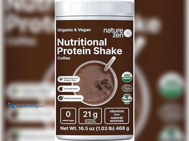 Lot 49-5415261 - Nature Zen Organic Vegan Protein Powder from, Coffee, Organic Rice and Pea Protein, Low net Carbs, D...