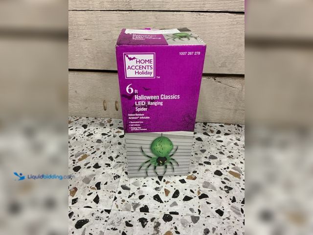 Lot 49-3538894 - 6ft Halloween classic LED Hanging Spider. Model #1007267278. Unused.