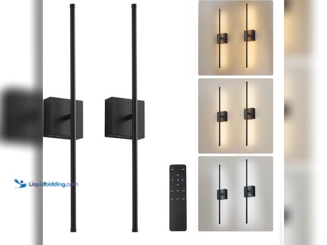 Lot 49-3565472 - Removable Battery Operated Wall Sconces with Remote Control, Stepless Colors 3000K-6000K & Dimming, ...