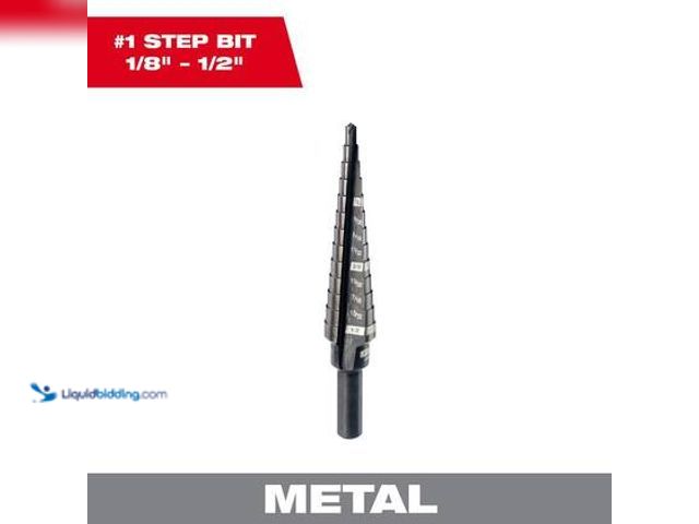 Lot 49-3565747 - Milwaukee 1/8 in. - 1/2 in. #1 Black Oxide Step Drill Bit (13-Steps) Model # 48-89-9201. Unused