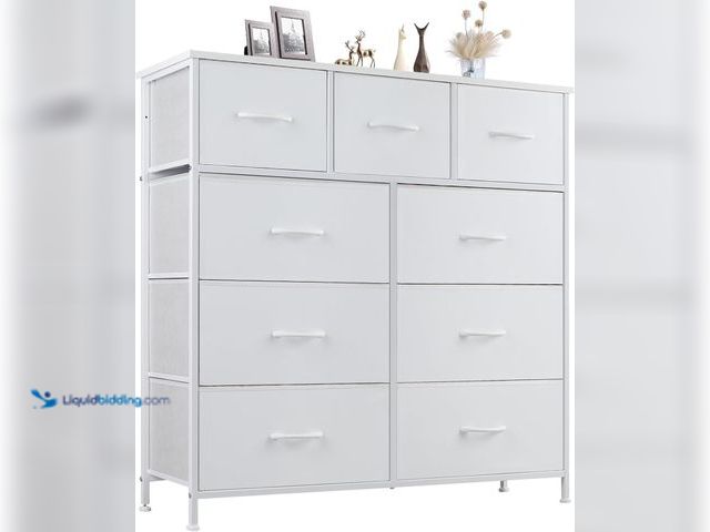 Lot 49-3531538 - Dresser for Bedroom, Storage Organizer with 9 Drawers, Chest of Drawers with Fabric Bins, Sturdy Met...