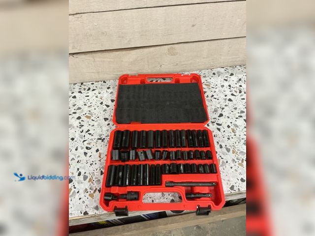 Lot 49-5489205 - AMM 3/8" Drive Impact Socket Set, 48-Piece Black. Model #YMX033. Used.