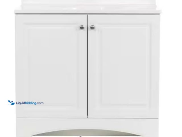 Lot 49-2004448 - Glacier Bay 37 in. Single Sink White Bath Vanity with Cultured Marble Top (Assembled), Model # GB36P...