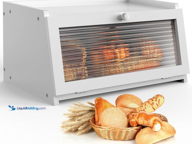 Lot 49-5448535 - LOHASOK Bread Box for Kitchen Countertop Large Farmhouse Bread Container Bread Storage with Window W...