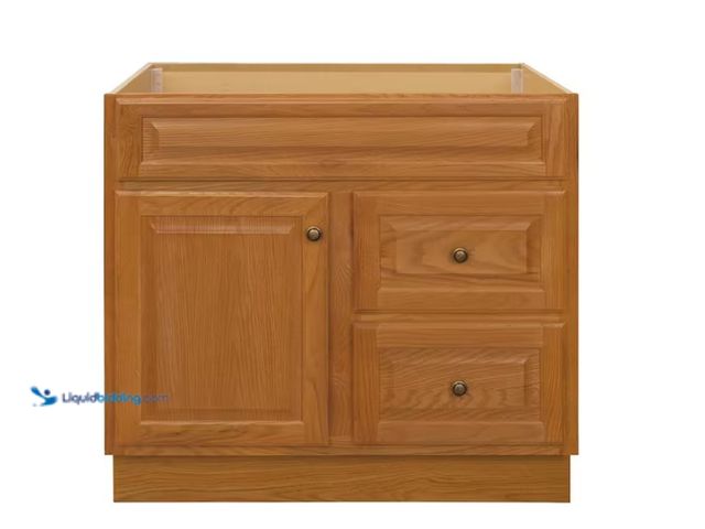 Lot 49-1622727 - Glacier Bay Hampton 36 in. Bathroom Vanity Cabinet without Top in Oak (Assembled), Model # HOA36D, N...