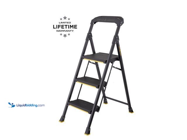 Lot 49-5484852 - Gorilla Ladders
3-Step Pro-Grade Steel Step Stool, 300 lbs. Load Capacity Type IA Duty Rating (9ft....