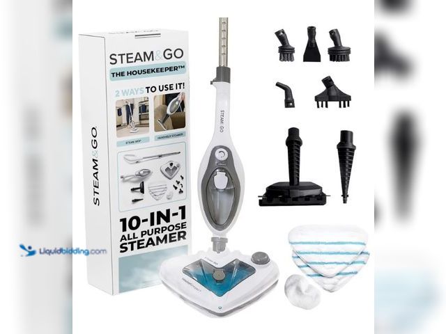 Lot 49-1569684 - Steam & Go 10-in-1 Multi-Surface Steam Mop - Deep Clean & Sanitize with Heat, Model # B07MSFTF15, Un...