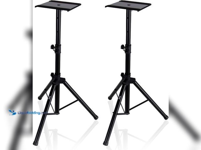 Lot 49-5458968 - Pyle Adjustable Speaker Stand Pair – Dual Studio Monitor Tripod with Metal Base, Anti-Slip Speaker P...