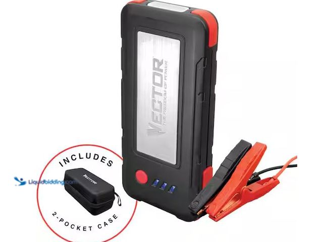 Lot 49-1576892 - VECTOR 1600 Peak Amp Automotive Lithium Jump Starter, Portable Power-USB-A(15W), USB-C(30W), Power I...