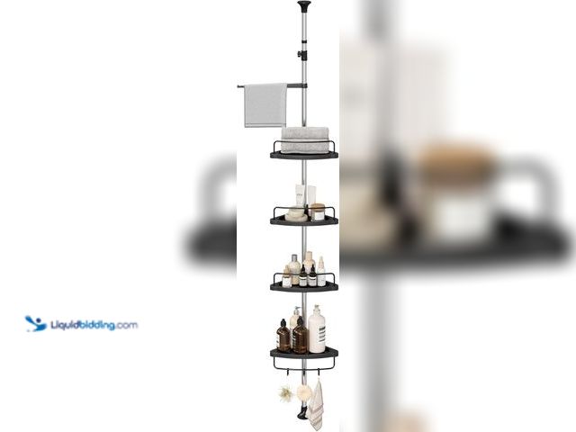 Lot 49-5413671 - SONGMICS Corner Shower Caddy Tension Pole, 4-Tier Rust-Resistant Shower Organizer, Shower Shelf, Dri...
