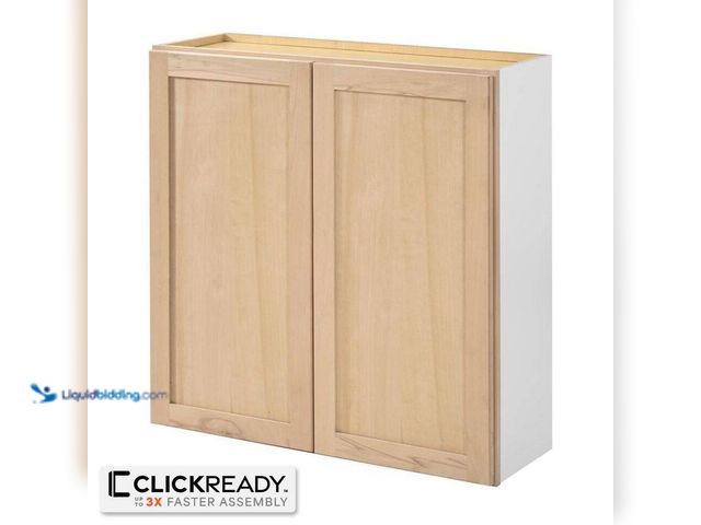 Lot 49-5437219 - Hampton Bay 36 in. W x 12 in. D x 36 in. H Ready to Assemble Wall Kitchen Cabinet in Unfinished with...