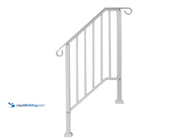 Lot 49-1548759 - ITOPFOX Iron Transitional Handrail for Outdoor Railings Fits 2 Step with Installation Kit in White M...