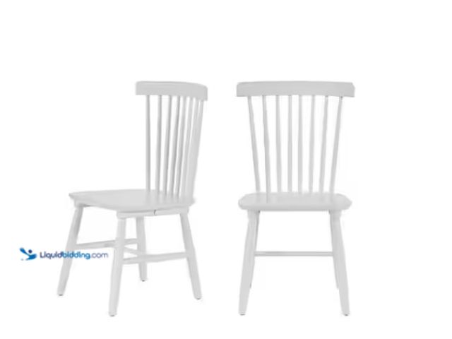 Lot 49-5538914 - StyleWell
White Wood Windsor Dining Chair (Set of 2). Model # C-08-2. Unused with hardware and atta...