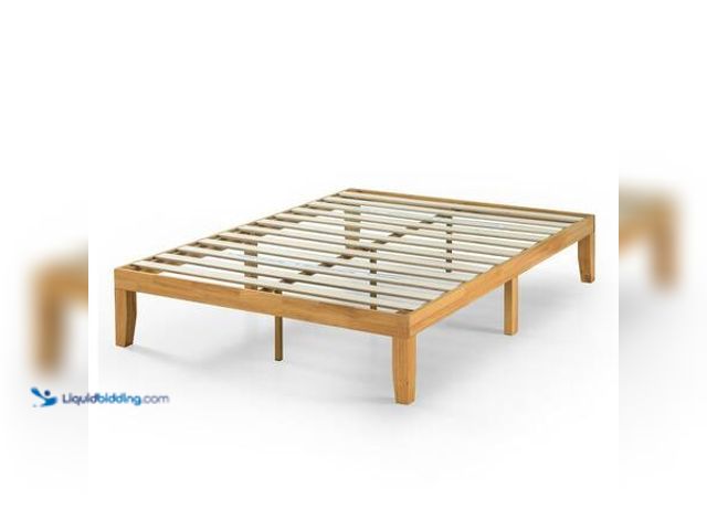 Lot 49-5553220 - Zinus Brown Natural Wood Frame Queen Platform Bed Model # SPI-FDMC-14Q UNUSED.