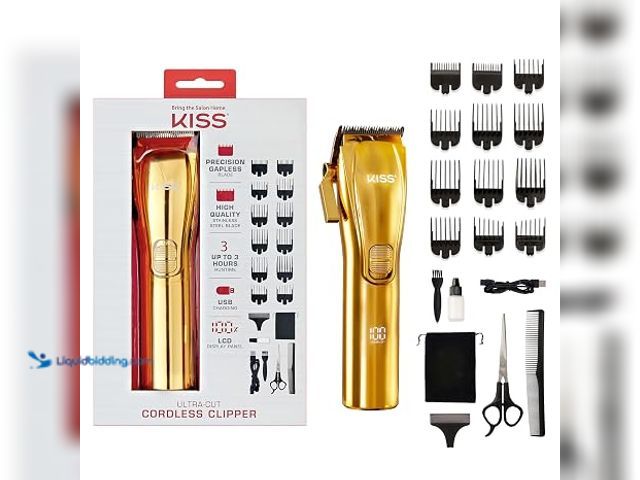 Lot 49-1622961 - KISS Ultra-Cut Stainless Steel Blade Cordless Clipper, Hair Cutting Kit, Rechargeable Hair Clipper, ...