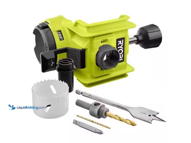 Lot 49-1575636 - RYOBI Wood/Metal Door Lock Installation Kit with Bi-Metal Hole Saw, Spade Bit, Pilot Bit, and Double...