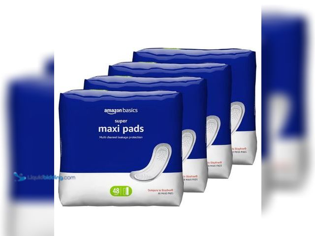 Lot 49-1517404 - Amazon Basics Maxi Pads for Women- Thick, Super Absorbency, Unscented, 192 Count, (4 Packs of 48) (P...
