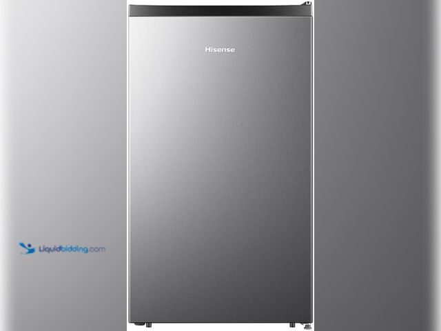 Lot 49-5488362 - Hisense 4.4CF Silver Mini Fridge. Model: LMS044M6RVE. Used, Tested: Gets cold. Needs Cleaned. Back C...