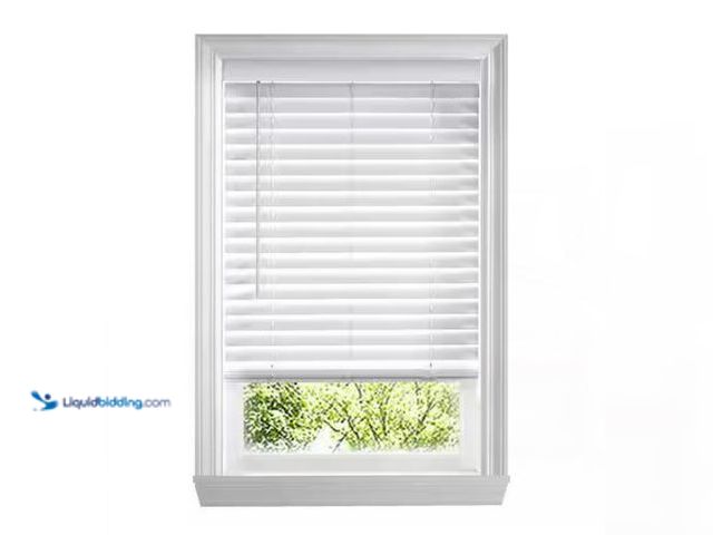 Lot 49-1565719 - Home Decorators Collection White Cordless Faux Wood Blinds for Windows with 2 in. Slats - 21 1/2 in....