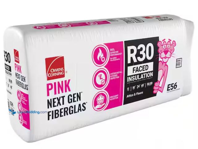 Lot 49-1623865 - Lot of (4) bags of Owens Corning R-30 Faced Fiberglass Insulation Batt (24 in. x 48 in. per Bag), Mo...
