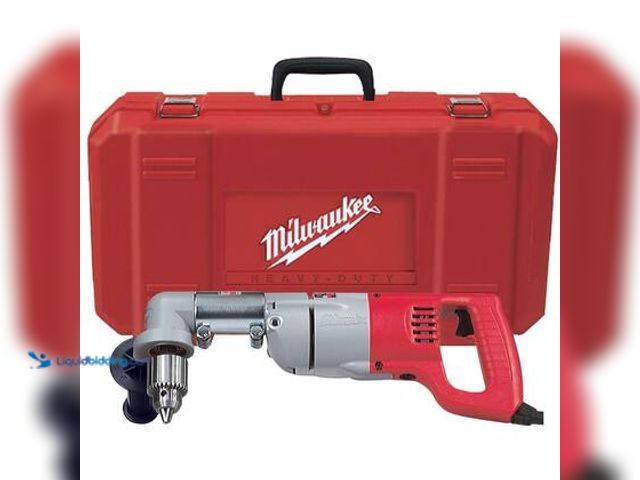Lot 49-5554370 - Milwaukee 7 Amp Corded 1/2 in. Corded Right-Angle Drill Kit with Hard Case. Model # 3107-6. unused