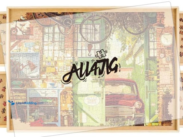 Lot 49-1516802 - ALL4JIG 2000 Piece Rotating Puzzle Board with Drawers and Cover, 28.5"x40.1"Portable Wooden Jigsaw P...