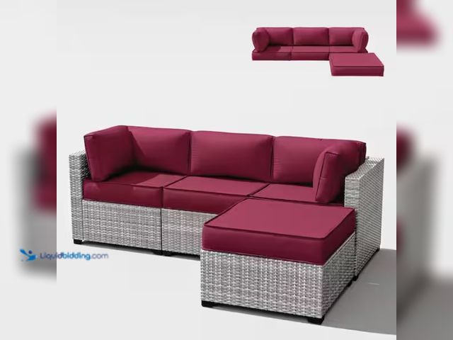 Lot 49-3480408 - Kimunuk 25.6 in. x 25.6 in. x 4 in. (9-Piece) Deep Seating Outdoor Sectional Replacement Cushion Fuc...