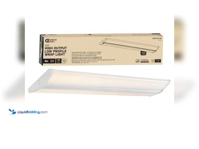 Lot 49-5543893 - Commercial Electric 1-Pack 4 ft. 7500 Lumens LED Wraparound Light Fixture 65W 120-277V Bright White ...