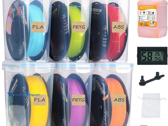 Lot 49-3564431 - Comgrow 3D Printer Filament Storage Box, 6PCS DIY Filament Container for 3D Printing Sealing and Pro...