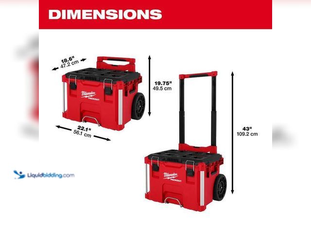 Lot 49-5543984 - Milwaukee PACKOUT 22 in. Rolling Tool Box, 22 in. Large Tool Box and 22 in. Medium Tool Box ProSyste...