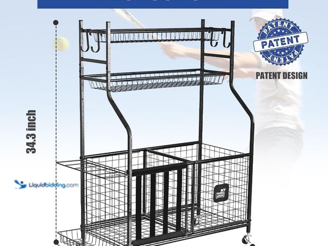 Lot 49-5539915 - Mythinglogic Garage Sports Equipment Organizer, Baseball Storage Large Capacity, Sports Organizer fo...