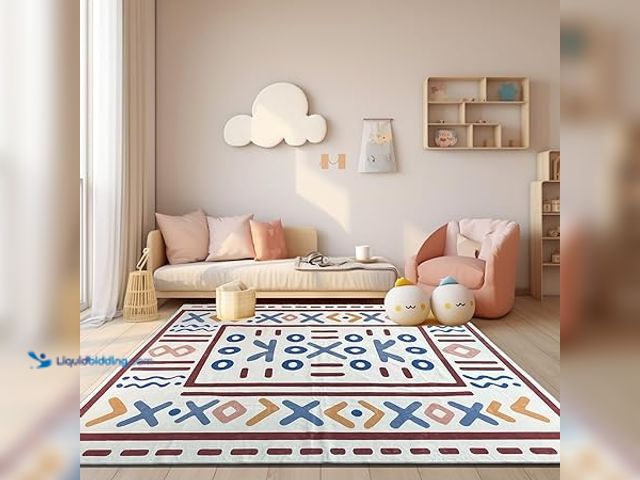 Lot 49-5415134 - 9'X12' Area Rugs, Washable Area Rug, Non Slip Floor Carpet, Low Pile Doormat, Ultra Soft Faux Wool V...