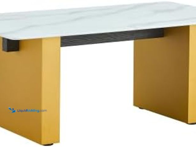 Lot 49-5452178 - Modern Minimalist Tempered Glass with Sticker Desktop Coffee Table and Dining Table, paired with Gol...