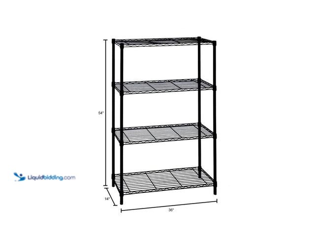 Lot 49-5445992 - HDX 4-Tier Steel Wire Shelving Unit in Black (36 in. W x 54 in. H x 14 in. D), Model # 21436BPS, Use...