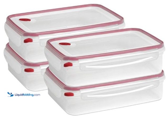 Lot 49-1558938 - Sterilite 4 Pack Food Storage Container, Ultra-Seal Airtight Snapware with Lids, 16 Cup, Model # B00...
