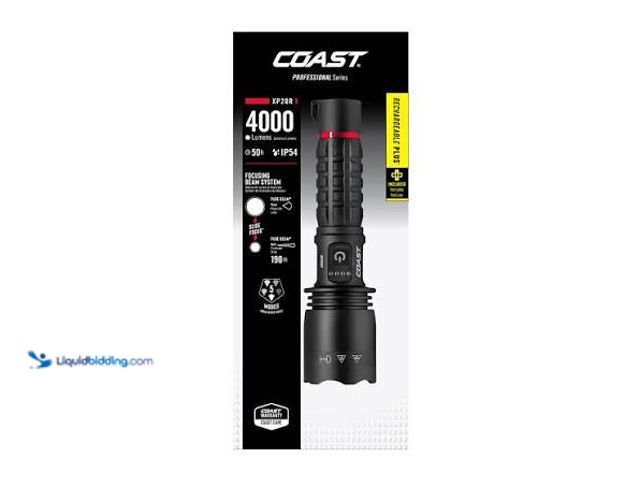 Lot 49-5542710 - COAST XP20R Rechargeable LED Flashlight with 4000 Lumens Dual Power USB-C and Long-Range Beam Unused