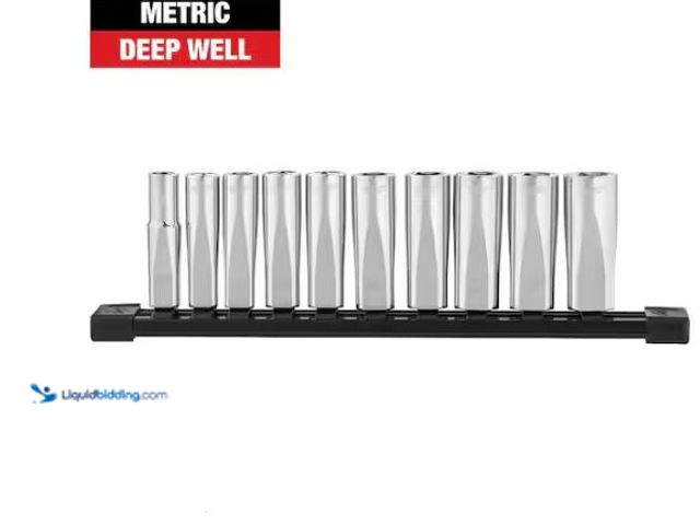 Lot 49-3432622 - Milwaukee 3/8 in. Drive Metric Deep Well 6-Point Socket Set (10-Piece), Model # 48-22-9505, Unused. ...