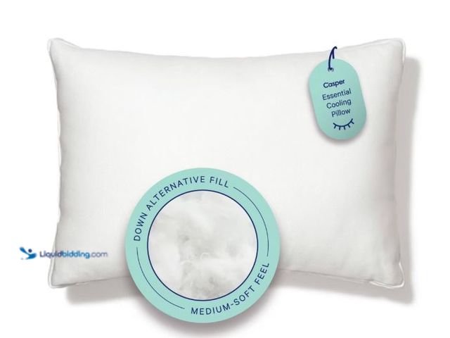 Lot 49-1623979 - Casper Medium Essential Cooling Fiber Pillow - Standard: Universal Sleeper, Removable Cover, Polyest...