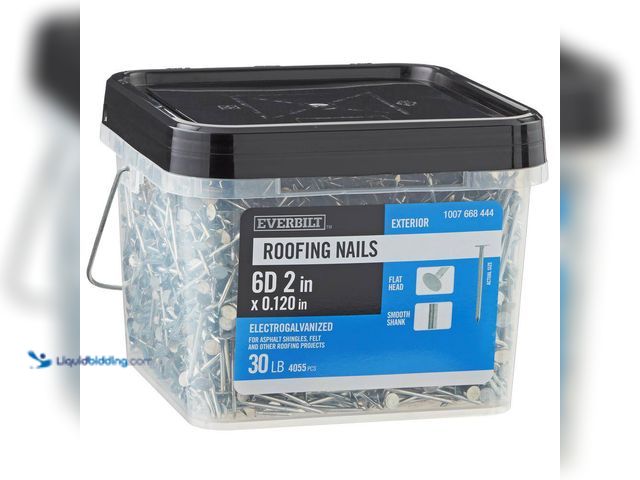 Lot 49-5410515 - Everbilt 2 in. x 6D Electro-Galvanized Non-Collated Roofing Nails 30 lbs. (4055-Count) [Model # EB01...