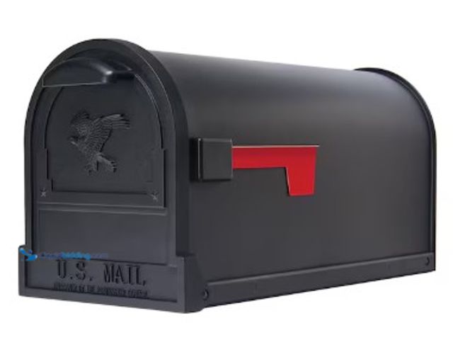 Lot 49-2025667 - Architectural Mailboxes Arlington Textured Black, Large, Steel, Post Mount Mailbox, Model # AR15B0AM...