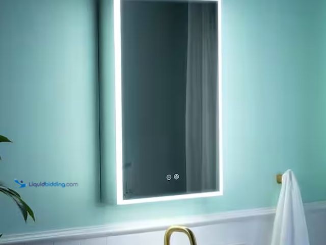 Lot 49-1814361 - 20 in. W x 30 in. H Rectangular Aluminum Recessed/Surface Mount LED Medicine Cabinet with Mirror, 3x...