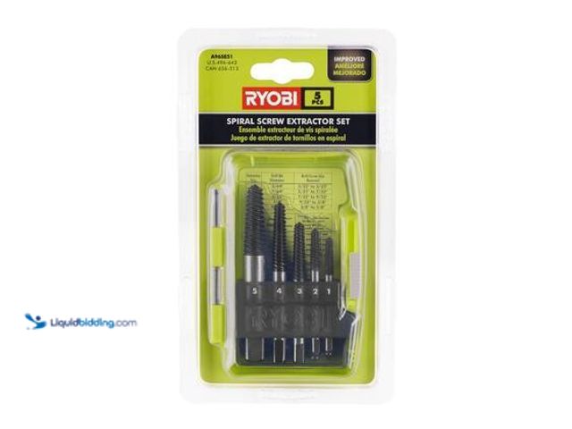 Lot 49-5544471 - RYOBI Spiral Screw Extractor Set (5-Piece). Model # A96SE51. Unused