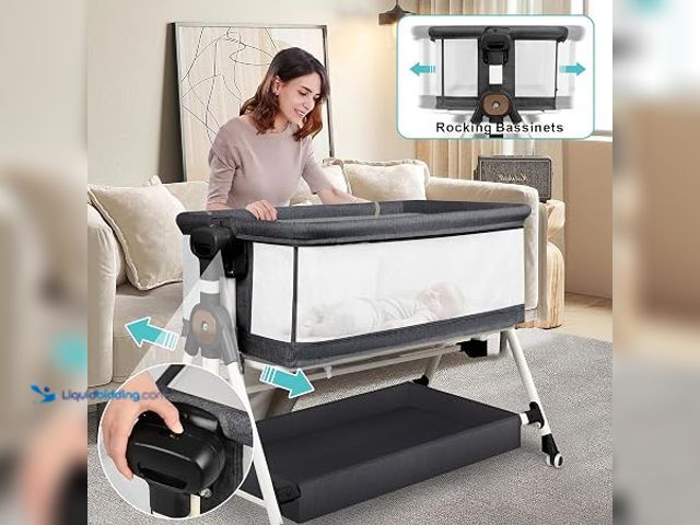 Lot 49-1625691 - VOOI Baby Bassinet Bedside Sleeper, 3 in 1 Rocking Bassinet for Baby, Bassinet Bedside Sleeper with ...