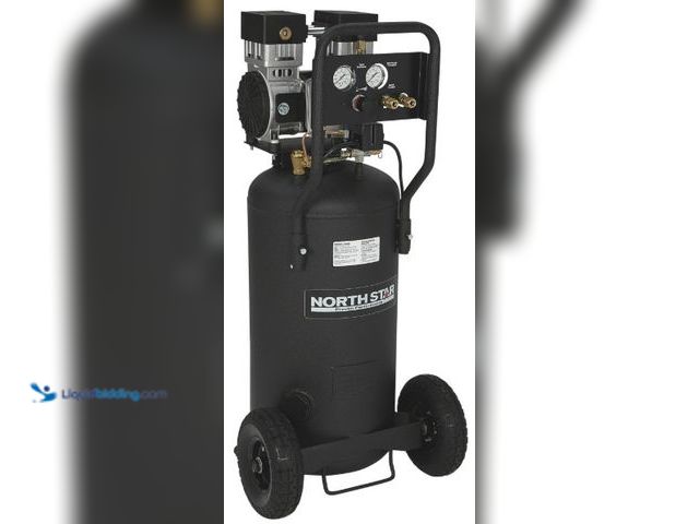 Lot 49-3540282 - NorthStar Portable Electric Air Compressor, 2 HP, 20-Gallon Vertical Tank, Super-Quiet Operation, Oi...