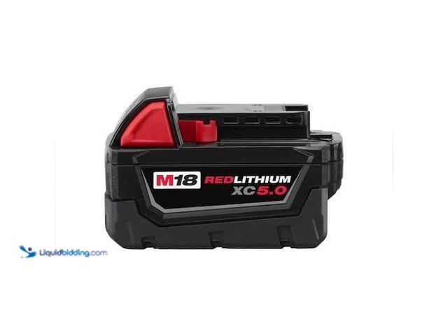 Lot 49-5544379 - Milwaukee M18 18-Volt 5.0 Ah Lithium-Ion XC Extended Capacity Battery Pack. Model # 48-11-1850. Unus...