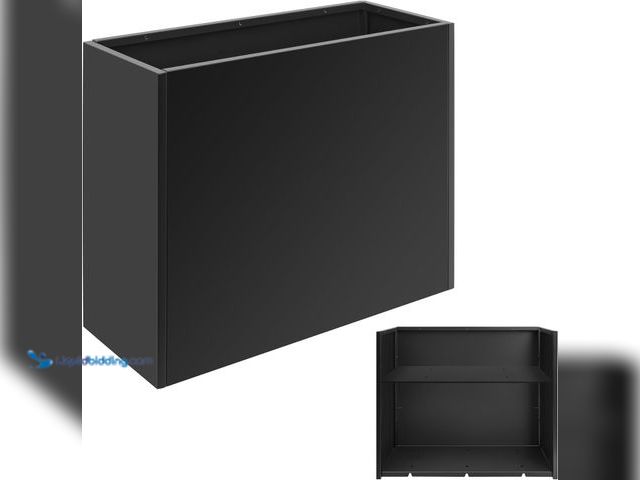 Lot 49-5410273 - Metal Planter 30" x 12" x 24", Tall Box With Removable Insert Shelf, Black Steel Heavy Duty for Porc...