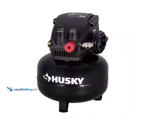 Lot 49-1566804 - Husky 3 Gal. 120 PSI Portable Electric Oil-Free Light Duty Pancake Air Compressor with Fold Down Han...