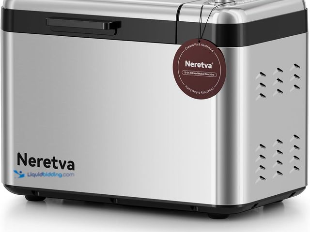 Lot 49-3528252 - Neretva Bread Maker, 3.3LB Larger Bread Machine 15-in-1 Stainless Steel & Nonstick Ceramic Pan & Aut...